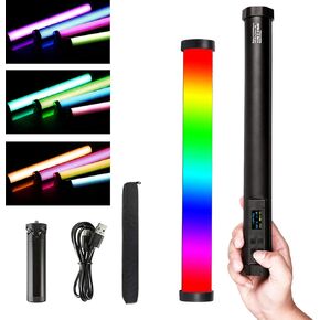 عصا اضاءة فيديو LED محمولة باليد من بيتوبول بقوة 10 واط / 1200 لومن و2500 كلفن - 9900 كلفن/5200mAh/CRI 95+/21 وضع مشهد/اضاءة تصوير فوتوغرافي محمولة قابلة لاعادة الشحن من النوع سي للمدونات والتصوير in Kuwait