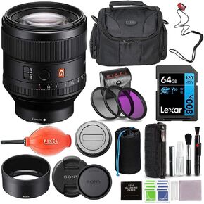 مجموعة عدسات Sony FE مقاس 85 مم F1.4 GM (SEL85F14GM) مع طقم مرشح 3 قطع، وبطاقة Lexar 64 جيجابايت SDXC، وحقيبة الأدوات، والمزيد | عدسة سوني 85 ملم in Kuwait