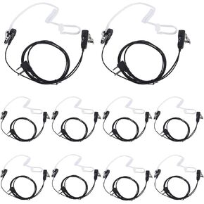 سماعة رأس Rataok AVPH3 للمراقبة Ptt Mic 2 دبوس قطعة أذن أنبوبية صوتية VOX لسماعات Midland Icom Walkie Talkies (10 عبوات، سلكية. أسود) in Kuwait