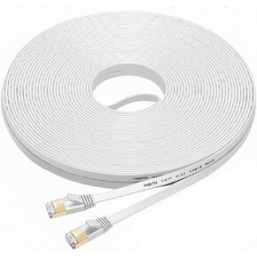 FOSTO Cat7 Ethernet Cable 100 ft,cat 7 Patch Cable Flat RJ45 High Speed 10 Gigabit LAN Internet Network Cable for Xbox,PS4,Modem,Router,Switch,PC,TV Box (100Feet, White) in Saudi Arabia