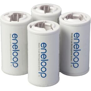 Panasonic BQ-BS1E4SA eneloop D Size-Battery Use With eneloop Ni-MH-Rechargeable AA-Battery Cells-Adapters , 4 Pack