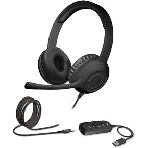 سماعة رأس ستيريو Cyber ​​Acoustics - 20 حزمة - سماعة رأس USB أو 3.5 مم، سماعة أذن وعصابة رأس محسّنة، وحدة تحكم USB، ميكروفون لإلغاء الضوضاء وذراع ميكروفون قابل للتعديل للفصل الدراسي أو المنزل (AC-5812-20) in Kuwait