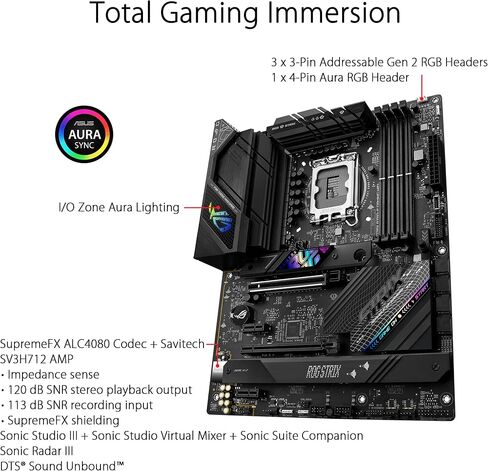 ASUS ROG Strix B760-F Gaming WiFi Intel® B760(13th and 12th Gen) LGA 1700 ATX Motherboard,16 + 1 Power Stages,DDR5 up to 7800 MT/s,PCIe 5.0,3xM.2 Slots,WiFi 6E,USB 3.2 Gen 2x2 Type-C®,Aura Sync RGB in Saudi Arabia