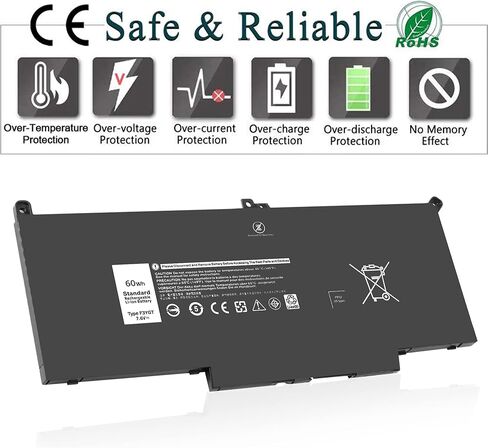 بطارية الكمبيوتر المحمول VNYUNQWE 60Wh 7480 7490 F3YGT، لـ Dell Latitude 14 7000 7480 7490/12 7000 7280 7290/13 7000 7380 7390 P29S002 P73G002 Series DM3WC KG7VF 2X39G P73G 451-BBYE 453-BBCF in Kuwait