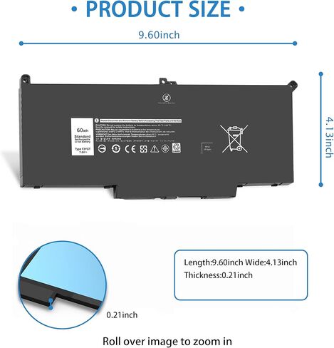 بطارية الكمبيوتر المحمول VNYUNQWE 60Wh 7480 7490 F3YGT، لـ Dell Latitude 14 7000 7480 7490/12 7000 7280 7290/13 7000 7380 7390 P29S002 P73G002 Series DM3WC KG7VF 2X39G P73G 451-BBYE 453-BBCF in Kuwait