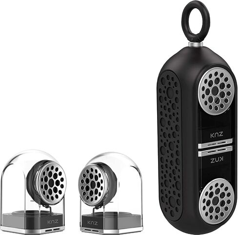 GoDuo Portable Bluetooth True Wireless Speakers with Magnetic Connectable Base, L/R Stereo Sound and Bass, Water and Shock Resistant, 18 Hr Playtime, Built-in Mic, Protective Carrying Case (Gray) in Saudi Arabia