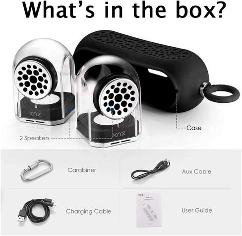 GoDuo Portable Bluetooth True Wireless Speakers with Magnetic Connectable Base, L/R Stereo Sound and Bass, Water and Shock Resistant, 18 Hr Playtime, Built-in Mic, Protective Carrying Case (Gray) in Saudi Arabia