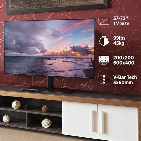 ProMounts Universal Table TOP TV Stand for 37-72 Inch LCD LED Smart TVs, ± 25° Swivel TV Stand, Steel TV Mount Bracket, Sturdy Thick Tempered Glass Base, Max VESA 600x400 (AMSA6401) in Kuwait