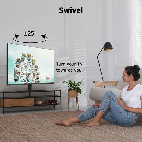 ProMounts Universal Table TOP TV Stand for 37-72 Inch LCD LED Smart TVs, ± 25° Swivel TV Stand, Steel TV Mount Bracket, Sturdy Thick Tempered Glass Base, Max VESA 600x400 (AMSA6401) in Kuwait