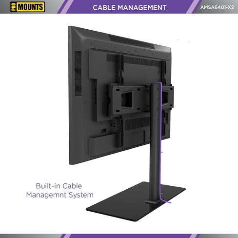 ProMounts Universal Table TOP TV Stand for 37-72 Inch LCD LED Smart TVs, ± 25° Swivel TV Stand, Steel TV Mount Bracket, Sturdy Thick Tempered Glass Base, Max VESA 600x400 (AMSA6401) in Kuwait