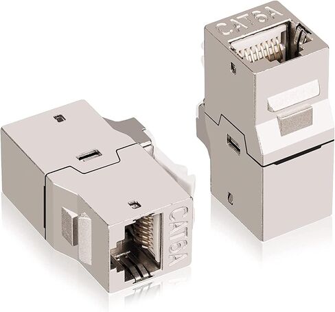Iwillink (10 عبوات) وصلة Cat6A محمية Keystone RJ45، وصلة إيثرنت بغطاء معدني من سبائك الزنك، مقبس Cat6a Keystone من أنثى إلى أنثى، فضي in Kuwait