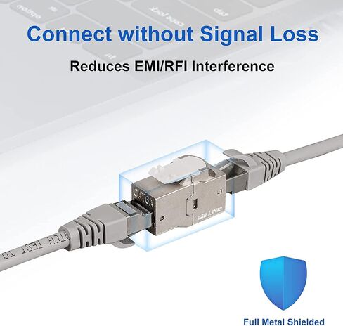 Iwillink (10 عبوات) وصلة Cat6A محمية Keystone RJ45، وصلة إيثرنت بغطاء معدني من سبائك الزنك، مقبس Cat6a Keystone من أنثى إلى أنثى، فضي in Kuwait