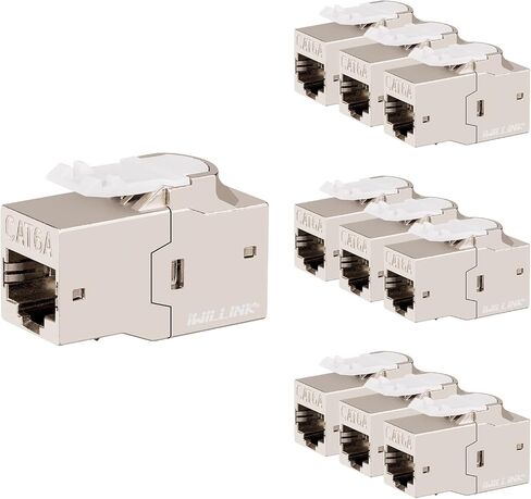 Iwillink (10 عبوات) وصلة Cat6A محمية Keystone RJ45، وصلة إيثرنت بغطاء معدني من سبائك الزنك، مقبس Cat6a Keystone من أنثى إلى أنثى، فضي in Kuwait