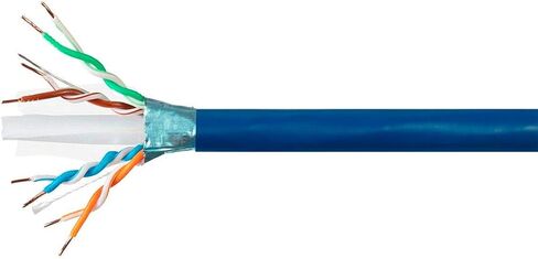 Monoprice Cat6A Plus Bulk Ethernet Network Cable - Pure Bare Copper, 650MHz, F/UTP, Solid, Riser-Rated (CMR), Flame-Retardant, Spool in The Box, 23AWG, 10G, 1000 Feet, Blue in Saudi Arabia
