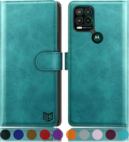 SUANPOT 【حجب RFID لهاتف Motorola Moto G Stylus 5G (Non 2022) مع حافظة محفظة وحامل بطاقة الائتمان، غطاء هاتف قابل للطي من جلد البولي يوريثان للنساء والرجال لجراب MotoG Stylus 5G (أحمر خمري) in Kuwait