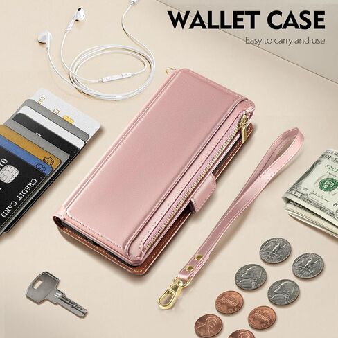 Antsturdy لهاتف iPhone X، محفظة نسائية مع حامل بطاقة، جلد PU 【RFID Blocking】 جراب هاتف iPhone Xs للرجال غطاء مقاوم للصدمات مع حزام بسحاب وفتحات لبطاقة الائتمان، أحمر خمري in Kuwait