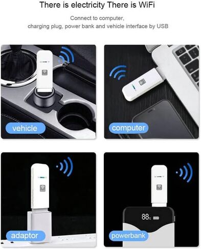 دونجل مودم واي فاي، مودم واي فاي USB 4G LTE، مودم نقطة اتصال إنترنت واي فاي دونجل، راوتر واي فاي صغير للسيارة مع فتحة بطاقة SIM للكمبيوتر المحمول المكتبي in Kuwait