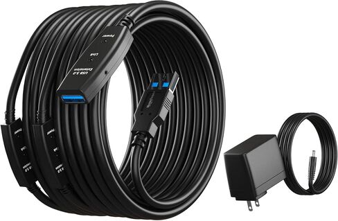 كبل تمديد USB نشط بطول 50 قدمًا من MutecPower 3.0 ذكر إلى أنثى مع شريحتي تمديد معززة للإشارة - سلك تمديد/مكرر نشط 15 مترًا / 50 قدمًا (يتضمن مصدر طاقة التيار المتردد) in Kuwait