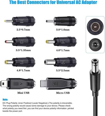 محول طاقة SoulBay 5V 2A 2000mA AC/DC مع 8 نصائح لاستبدال الشاحن لمكبر صوت بلوتوث ومراقبة الأطفال والكمبيوتر اللوحي وصندوق التلفزيون وكاميرا الويب وجهاز التوجيه USB Hub والمزيد من أجهزة DC 5Volt، Mini-USB وMicro-USB in Saudi Arabia