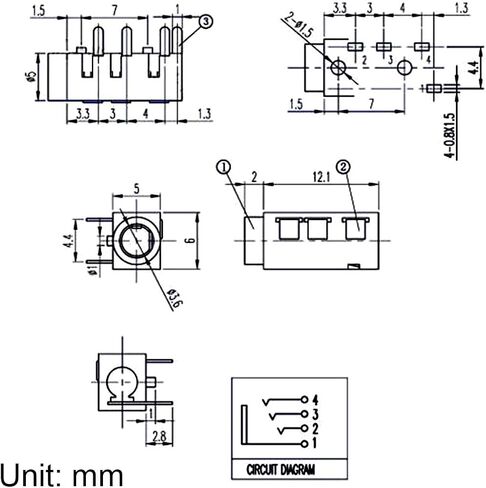 uxcell 3.5 mm Audio Jack Connector PCB Mount Female Socket 4 Pin PJ-320A 15pcs in Saudi Arabia