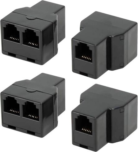 Uvital Phone Jack Splitter 50 Pack, 1 Female to 2 Female, RJ12 6P6C, Black | Phone Line Splitter, Phone Line Cable Connector and Separator for Phone, Fax or Phone Device Use in Kuwait