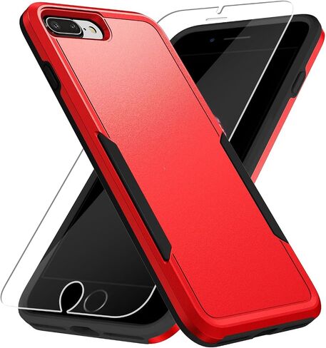 for iPhone 7/8 Plus Case, with HD Screen Protector,[Military Grade Drop Tested] Heavy-Duty Tough Rugged Shockproof Protective Phone Case for iPhone 7/8 Plus 5.5", Black in Kuwait