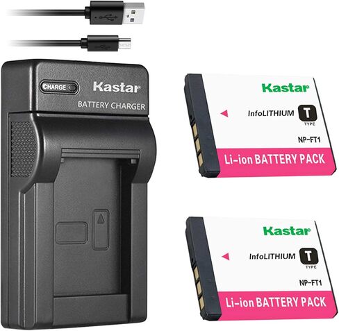 بطارية Kastar (X2) واستبدال شاحن USB رفيع لسوني NP-FT1 DSC-L1 DSC-M1 DSC-M2 DSC-T1DSC-T3 DSC-T3/B DSC-T3S DSC-T5 DSC-T5/B DSC-T5/NDSC -T5/R DSC-T9 DSC-T10 DSC-T10/B/P/W DSC-T11 DSC-T33 in Kuwait