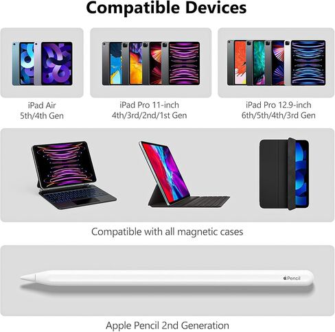 Techfish Pencil Holder Case for Apple Pencil 2nd Generation Compatible with Magic Keyboard, Smart Keyboard Folio, Other Magnetic Cases for Apple Pen-Black in Kuwait