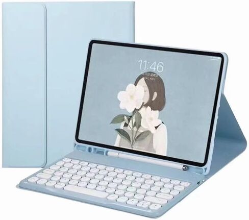 حافظة لوحة مفاتيح HENGHUI لجهاز Fire HD 10 Plus/HD 10 (فقط للجيل الحادي عشر، إصدار 2021) غطاء لوحة مفاتيح BT لطيف مستدير اللون وقابل للفصل (أخضر نعناعي) in Kuwait
