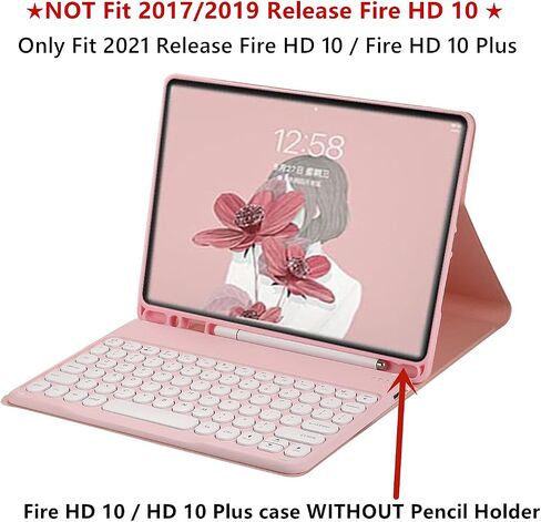 حافظة لوحة مفاتيح HENGHUI لجهاز Fire HD 10 Plus/HD 10 (فقط للجيل الحادي عشر، إصدار 2021) غطاء لوحة مفاتيح BT لطيف مستدير اللون وقابل للفصل (أخضر نعناعي) in Kuwait