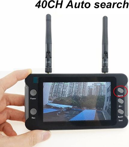 شاشة FPV، دقة 4.3 بوصة IPS 800 x 480، وظيفة DVR 5.8 جيجا هرتز 40CH، شاشة عرض RC بدون طيار مع بحث تلقائي، جهاز استقبال FPV DIY بقدرة 1200 مللي أمبير في الساعة لطائرة بدون طيار كوادكوبتر in Saudi Arabia