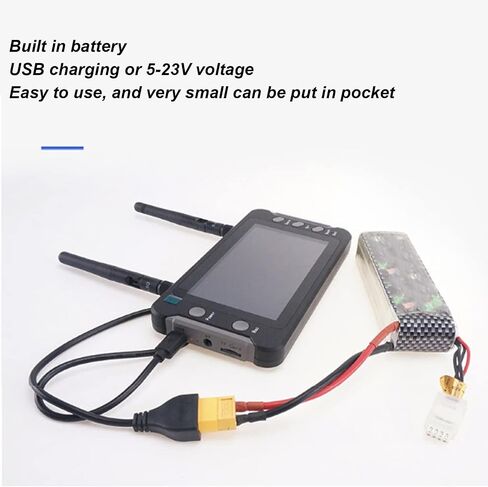 شاشة FPV، دقة 4.3 بوصة IPS 800 x 480، وظيفة DVR 5.8 جيجا هرتز 40CH، شاشة عرض RC بدون طيار مع بحث تلقائي، جهاز استقبال FPV DIY بقدرة 1200 مللي أمبير في الساعة لطائرة بدون طيار كوادكوبتر in Saudi Arabia