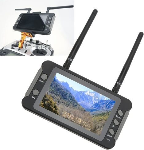 شاشة FPV، دقة 4.3 بوصة IPS 800 x 480، وظيفة DVR 5.8 جيجا هرتز 40CH، شاشة عرض RC بدون طيار مع بحث تلقائي، جهاز استقبال FPV DIY بقدرة 1200 مللي أمبير في الساعة لطائرة بدون طيار كوادكوبتر in Saudi Arabia