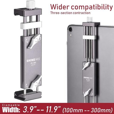 SHINEWEE Aluminum Tablet Tripod Mount Adapter, Clamp Tablet Holder Fits iPad, Air, Pro, Mini, 1 2 3 4 5, Use on Tripod, Monopod, Selfie Stick, Tabletop Stand Etc in Kuwait
