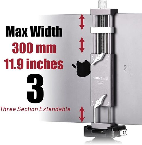 SHINEWEE Aluminum Tablet Tripod Mount Adapter, Clamp Tablet Holder Fits iPad, Air, Pro, Mini, 1 2 3 4 5, Use on Tripod, Monopod, Selfie Stick, Tabletop Stand Etc in Kuwait