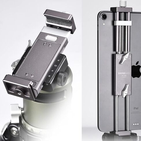SHINEWEE Aluminum Tablet Tripod Mount Adapter, Clamp Tablet Holder Fits iPad, Air, Pro, Mini, 1 2 3 4 5, Use on Tripod, Monopod, Selfie Stick, Tabletop Stand Etc in Kuwait