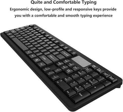 مجموعة لوحة مفاتيح وماوس لاسلكية 2.4G كاملة الحجم مجموعة ماوس لوحة مفاتيح لاسلكية خارجية مع لوحة ماوس لوحة مفاتيح رقمية لأجهزة الكمبيوتر المحمول التي تعمل بنظام Windows Mac والكمبيوتر المحمول والكمبيوتر المكتبي والتلفزيون الذكي (أسود) in Kuwait