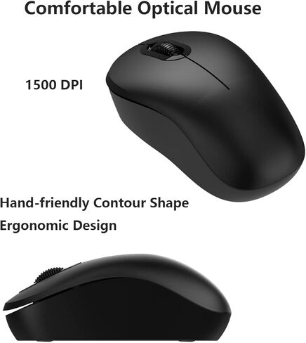 مجموعة لوحة مفاتيح وماوس لاسلكية 2.4G كاملة الحجم مجموعة ماوس لوحة مفاتيح لاسلكية خارجية مع لوحة ماوس لوحة مفاتيح رقمية لأجهزة الكمبيوتر المحمول التي تعمل بنظام Windows Mac والكمبيوتر المحمول والكمبيوتر المكتبي والتلفزيون الذكي (أسود) in Kuwait