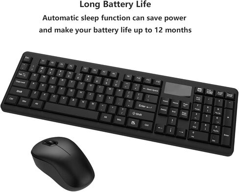 مجموعة لوحة مفاتيح وماوس لاسلكية 2.4G كاملة الحجم مجموعة ماوس لوحة مفاتيح لاسلكية خارجية مع لوحة ماوس لوحة مفاتيح رقمية لأجهزة الكمبيوتر المحمول التي تعمل بنظام Windows Mac والكمبيوتر المحمول والكمبيوتر المكتبي والتلفزيون الذكي (أسود) in Kuwait