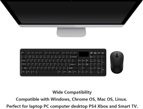 مجموعة لوحة مفاتيح وماوس لاسلكية 2.4G كاملة الحجم مجموعة ماوس لوحة مفاتيح لاسلكية خارجية مع لوحة ماوس لوحة مفاتيح رقمية لأجهزة الكمبيوتر المحمول التي تعمل بنظام Windows Mac والكمبيوتر المحمول والكمبيوتر المكتبي والتلفزيون الذكي (أسود) in Kuwait
