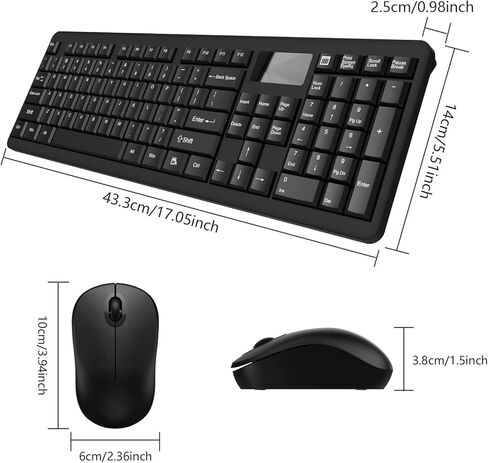 مجموعة لوحة مفاتيح وماوس لاسلكية 2.4G كاملة الحجم مجموعة ماوس لوحة مفاتيح لاسلكية خارجية مع لوحة ماوس لوحة مفاتيح رقمية لأجهزة الكمبيوتر المحمول التي تعمل بنظام Windows Mac والكمبيوتر المحمول والكمبيوتر المكتبي والتلفزيون الذكي (أسود) in Kuwait