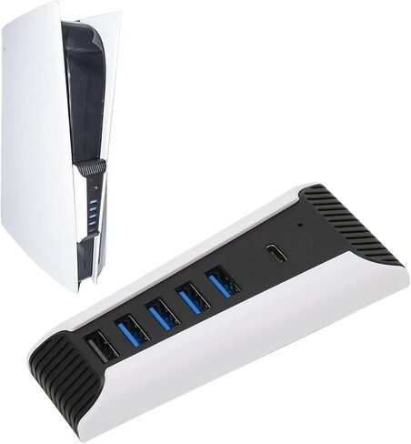 KOSDFOGE 5 in 1 USB Hub, High‑Speed Expansion Adapter with USB2.0 Type‑C Ports Compatible with PS5 Console Stable Transmission in Kuwait