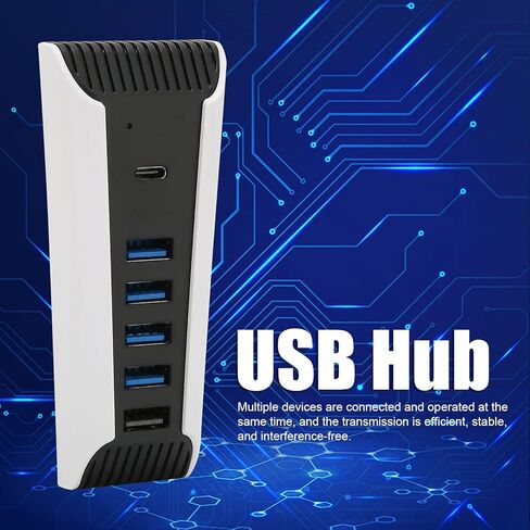 KOSDFOGE 5 in 1 USB Hub, High‑Speed Expansion Adapter with USB2.0 Type‑C Ports Compatible with PS5 Console Stable Transmission in Kuwait