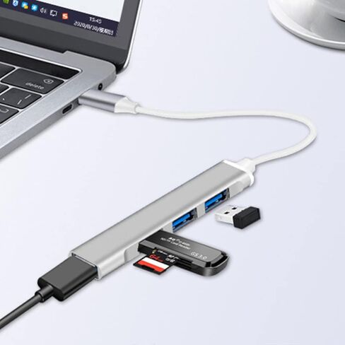JacobsParts USB-C Type C to USB 3.0 4 Port Hub Splitter for MacBook Pro/Air, iPad, PC, Chromebook, Phone (Silver) in Saudi Arabia