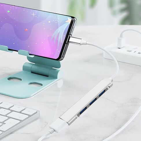 JacobsParts USB-C Type C to USB 3.0 4 Port Hub Splitter for MacBook Pro/Air, iPad, PC, Chromebook, Phone (Silver) in Saudi Arabia