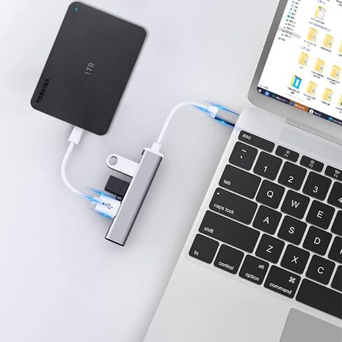 JacobsParts USB-C Type C to USB 3.0 4 Port Hub Splitter for MacBook Pro/Air, iPad, PC, Chromebook, Phone (Silver) in Saudi Arabia