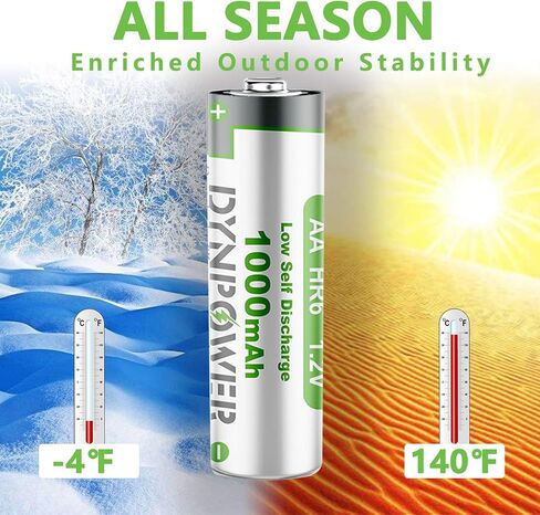 Dynpower NiMH AA 1000mAh Rechargeable Batteries 1.2V,Pre-Charged Double A for Outdoor Solar Lights Garden Light String Lights, (Pack of 8) in Saudi Arabia