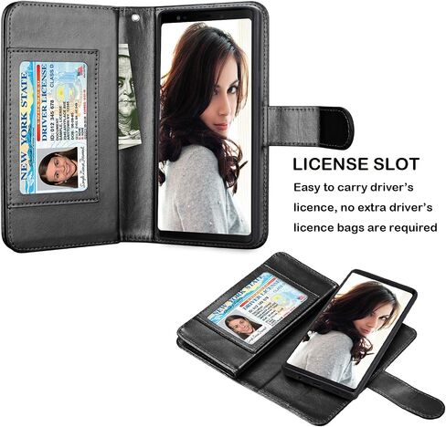 Njjex For Galaxy Note 9 Wallet Case, For Note 9 Case, Luxury PU Leather [9 Card Slots] ID Credit Folio Flip Cover [Detachable][Kickstand] Magnetic Phone Case & Wrist Strap For Samsung Note 9 [RoseRed] in Saudi Arabia