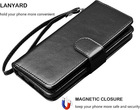 Njjex For Galaxy Note 9 Wallet Case, For Note 9 Case, Luxury PU Leather [9 Card Slots] ID Credit Folio Flip Cover [Detachable][Kickstand] Magnetic Phone Case & Wrist Strap For Samsung Note 9 [RoseRed] in Saudi Arabia