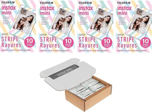 فيلم Fujifilm Instax Mini Stripe الفوري، 4 عبوات من 10 = 40 لقطة حزمة كبيرة in Kuwait